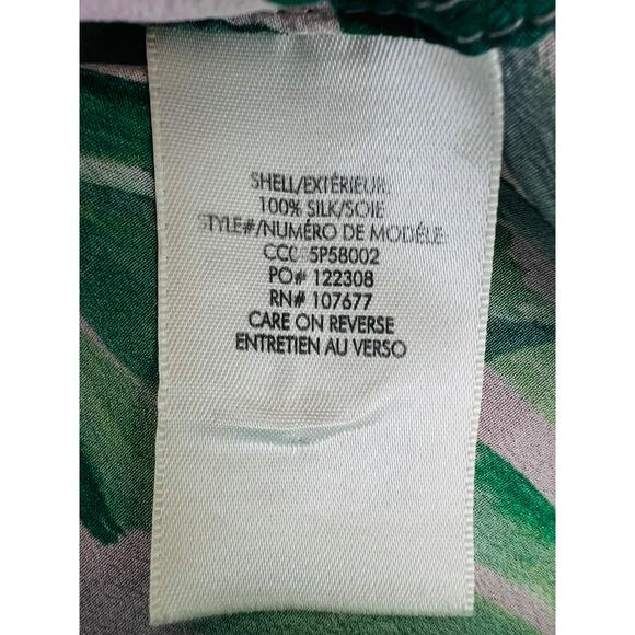 Alice + Olivia Randa Short Sleeve Ruffle Henley Top 100% Silk Size M Preowned - Picture 11 of 14